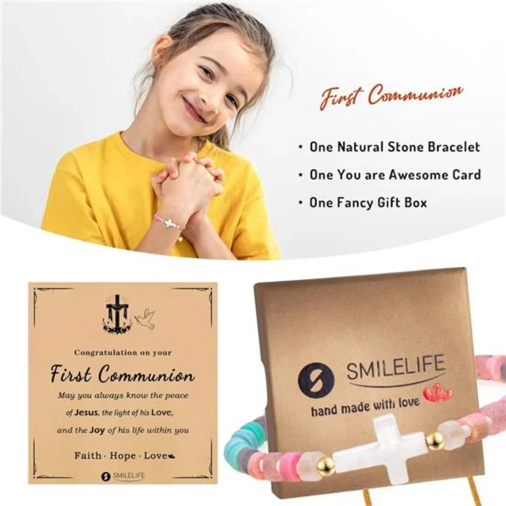 Cross Bracelet for Women, Girls & Boys - First Communion, Baptism & Christian